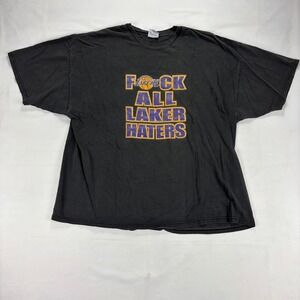 Los Angeles Lakers F All Laker Haters Graphic Shirt Black NBA XL Faded Thrashed
